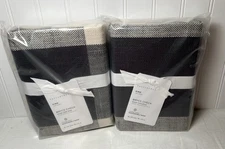 Pottery Barn  Bryce Buffalo Check King Shams  Charcoal/ Ivory~Set Of 2
