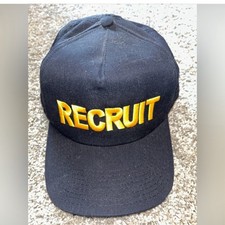 Vintage Recruit Hat Cap Snap Back One Size Blue Embroidered Mens US Navy