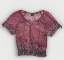 Blusa Boho Vaquera Occidental Azteca Roja Top Southern Thread L Roja Transparente