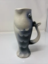 Vintage  Fish Pitcher Koi Vase Decor EUC Ceramic 8”