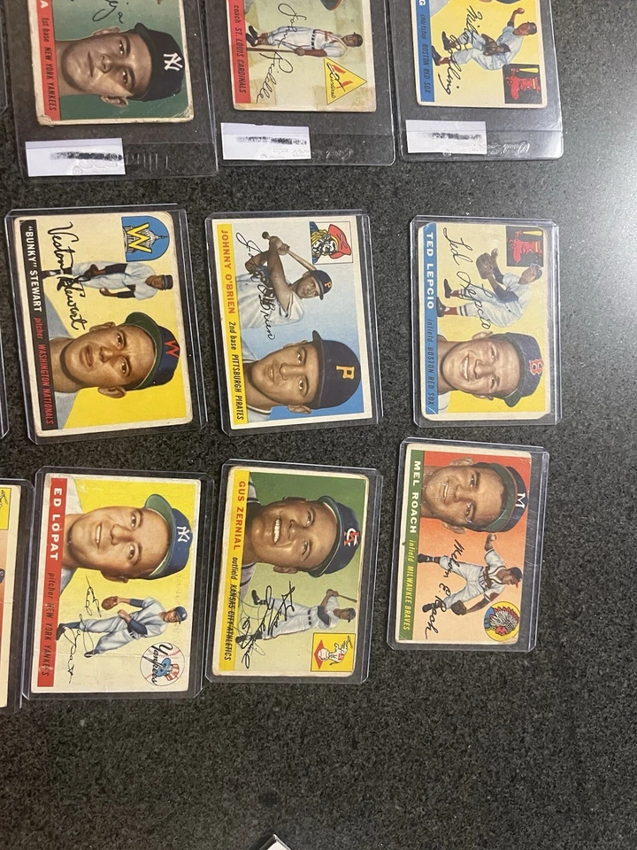 Juego parcial de 20 tarjetas diferentes de béisbol 1955 Topps con estrellas Mathews Yankees Foto 4 de 4