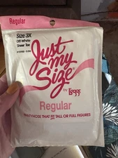 Leggs Just My Size Pantyhose 3X OFF WHITE Sheer Toe NEW 81302 Tall Full Figure 