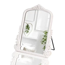 11.8" x 9.6" Small White Arched Vanity Mirror, Vintage Makeup Mirror Baroque ...