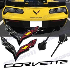 New Black Carbon Fiber Flash Emblem Set 2015-2019 Chevrolet Corvette Stingray