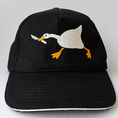 Cap Gans mit Messer bestickt   Lustige Baseballkappe Unisex Schwarz