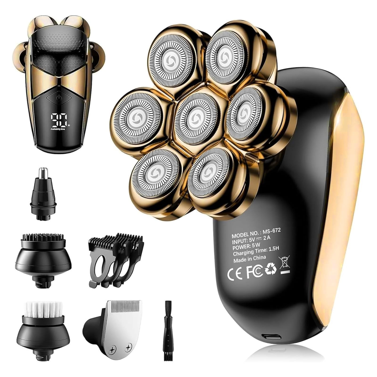 S For Bald Men: 5-in-1 Upgraded Electric Razor - Ink Gold