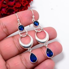 Blue Sapphire - Simulated 925 Sterling Silver Chandelier Earring 2.34" E100360