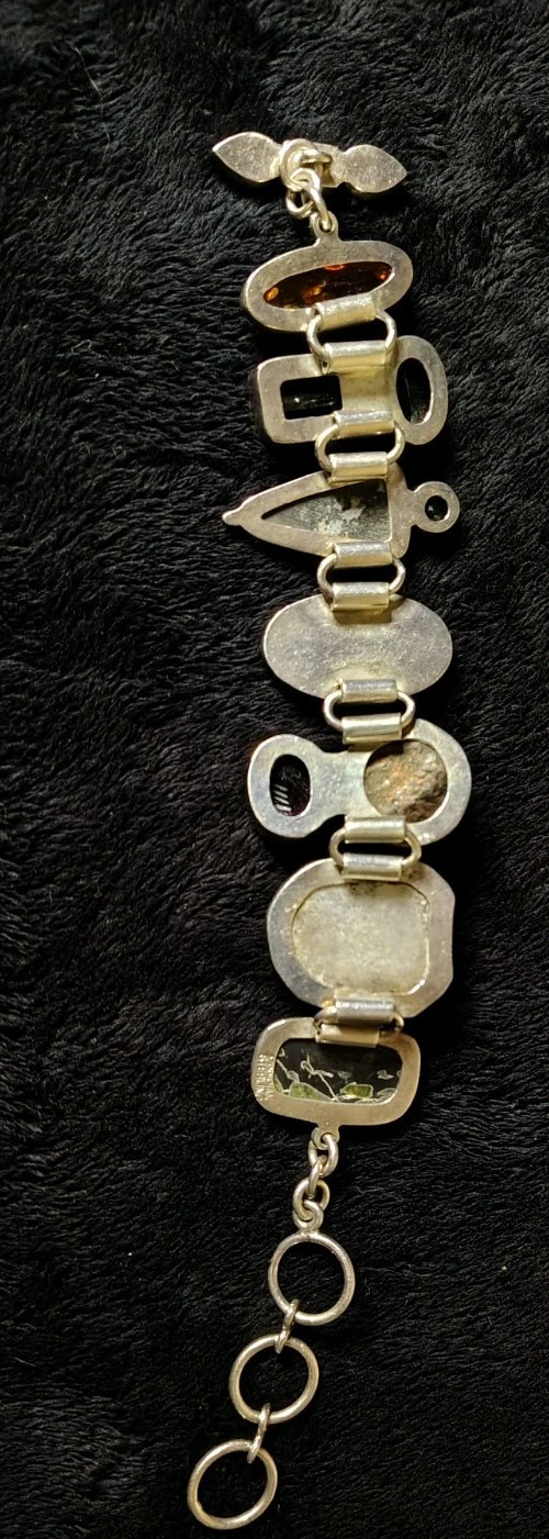 Handmade Artisan Statement Bracelet Signed W/ 13 … - image 2