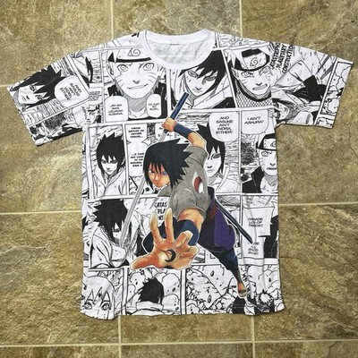 Naruto Sasuke AOP All Over Print Shirt Size S (~18x25 1/2) Anime Manga Y2K