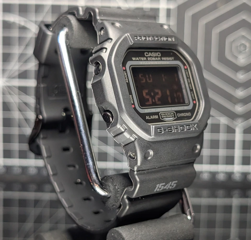 Casio G-Shock DW-5600 Blacked Out Matte Black Red Eye Digital Square DW-5600MS-1 - image 4 of 4