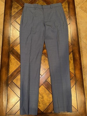 J Crew Dress Pants Mens 30x32 Blue Thompson Four Season Wool Blend Tapered