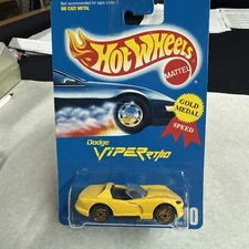 1991 Hot Wheels Blue Card Collector#210 DODGE VIPER RT/10 Yellow woLogo GoldUHSp