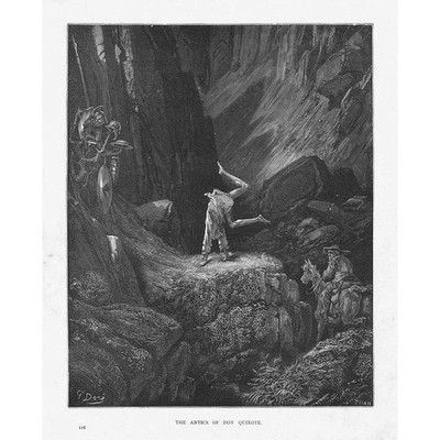 GUSTAVE DORE Die Possen des Don Quijote - antiker Druck um 1880