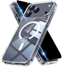 Magnetic Clear Case for iPhone 17 Pro Max with Privacy Screen Protector, Slim