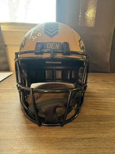 Bo Nix Rookie Autographed Salute to Service Replica Helmet Beckett Certification