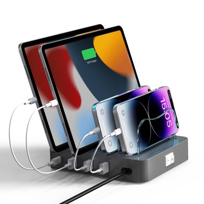 Charging Station for Multiple Devices - 4-Port 20W PD USB-C Charger for iPhon...