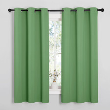 Room Darkening Curtains 63" Long Set of 2 for Bedroom, Forest Green Nursery Esse