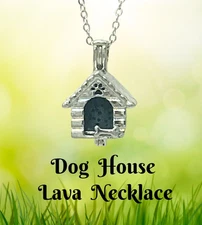 Dog House Necklace with lava stones for pet lovers - pendant for essential oils