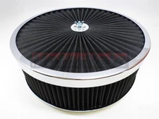 14" x 4" Chrome Air Cleaner Super Flow Washable Black Extraflow Chevy Ford Mopar