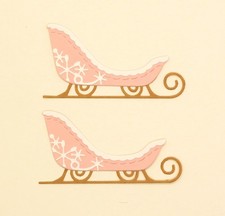 Winter Sled Pink Pastel 2 pcs Christmas Die Cut Paper Scrapbook Embellishment