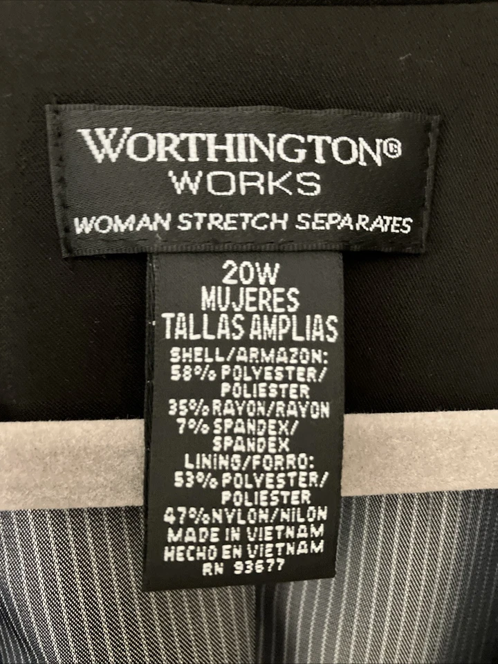 Jaqueta WORTHINGTON Works nova com etiquetas 20W terno preto 3 botões blazer ombreiras - Imagem 3 de 4