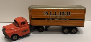 Vintage LINE MAR Tin Litho ALLIED VAN LINES Moving tractor Trailer Asis