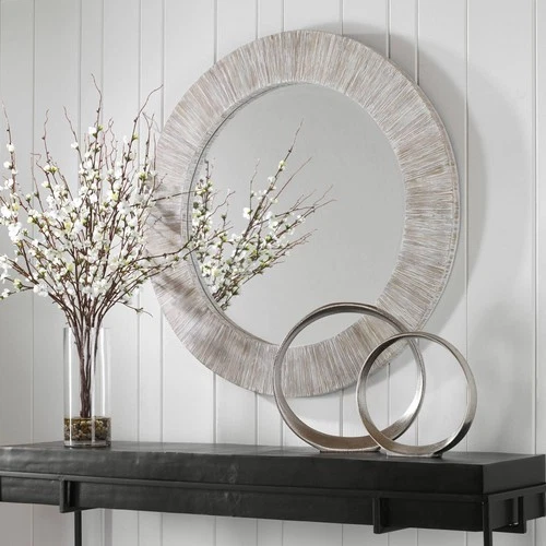 Uttermost Repose Natural Bamboo 36" Round Wall Mirror - Picture 3 of 7