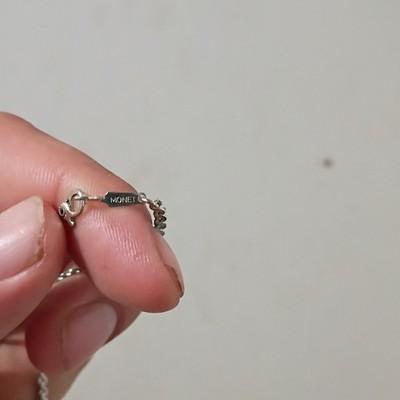 Monet Signed Silver Plated Rope Chain Necklace Silver Tone Lobster Clasp