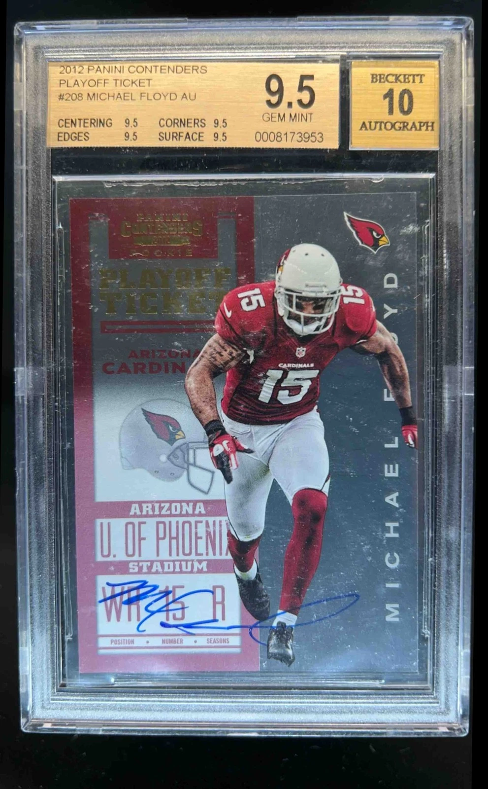 Michael Floyd Panini Contenders #208 No Ball-Playoff Ticket-Autograph