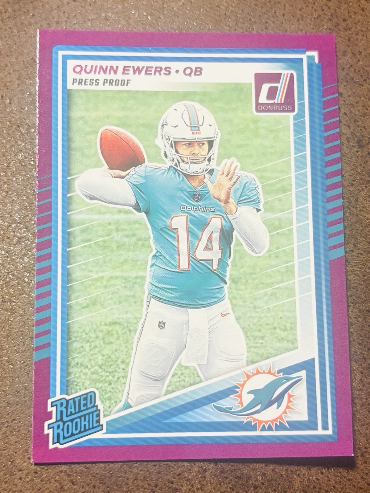 2025 Panini Donruss Quinn Ewers Purple Press Proof Rated Rookie #342 - Dolphins