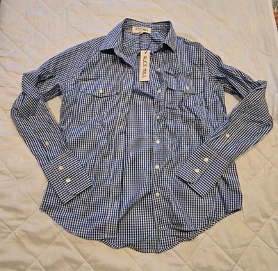 Alex Mill Women's Blue Checkered Button Up Shirt