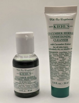 Kiehl's Cucumber Herbal Skincare Duo Travel Size Cleanser 30ml & Toner 40ml Set