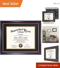 Diploma Frame Mahogany with Gold Beads 11x14 without Mat Wall Mount UV