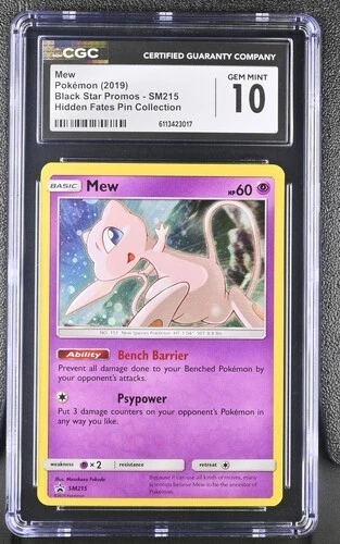 CGC 10 MEW SM215 BLACK STAR PROMO POKEMON HIDDEN FATES PIN COLLECTION POKEMON
