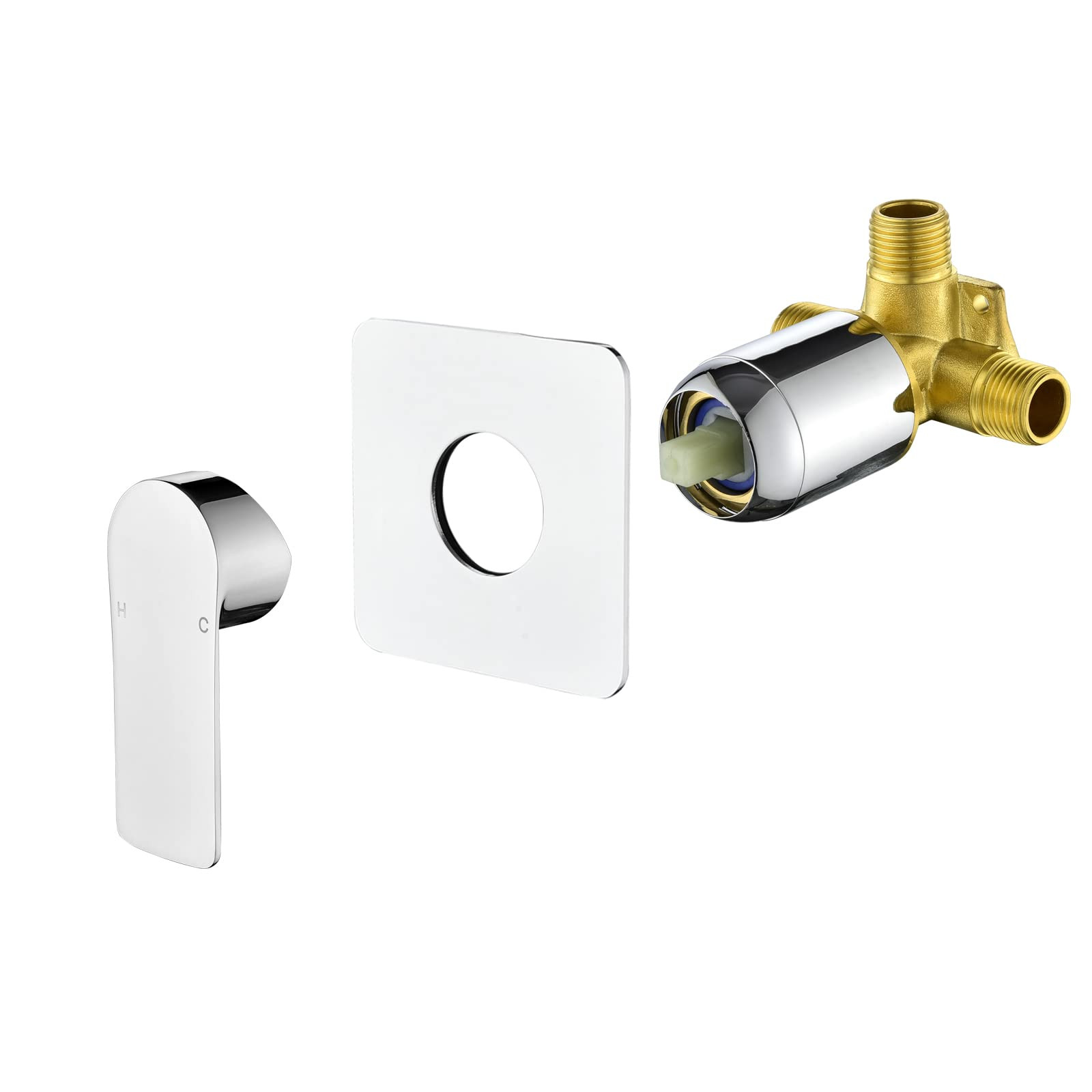 Wall-Mount Shower Valve Rough-In Faucet with Single Bathroom Trim Kit
