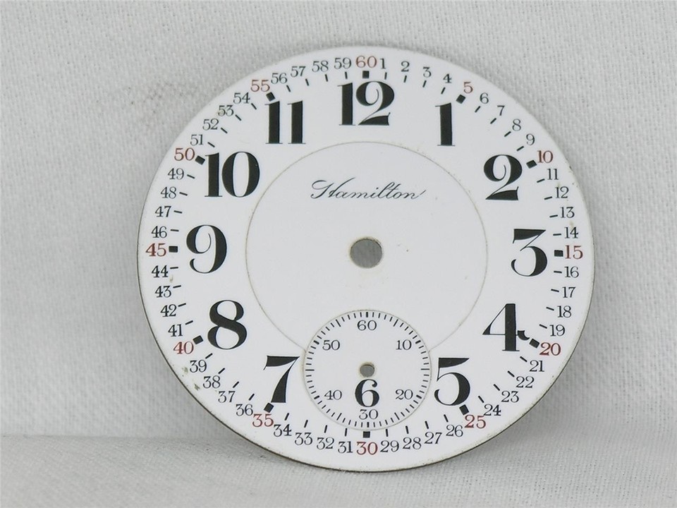 VINTAGE 18S HAMILTON MONTGOMERY POCKET WATCH DIAL & SPADE HANDS - VERY SCARCE!