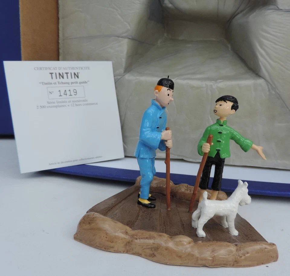 ✅ Figurine Tintin & Tchang Petit Guide Pixi & Moulinsart BD LE LOTUS BLEU Hergé - Photo 3/4