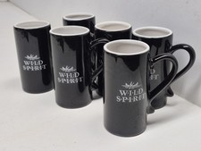 Set of 6 Ceramic Wild Spirit Canadian Liquor shot mugs cups black canoe