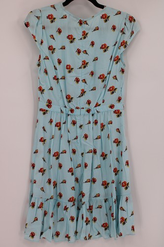 Abito J Crew Mercantile donna 2 blu floreale avvolgente volant cappuccio manica estivo midi - Foto 5 di 6
