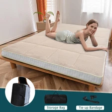 SUNYRISY Japanese Floor Mattress Futon Mattress, Foldable Sherpa Fleece Mattress