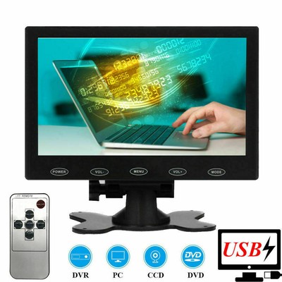 7 Inch Security Monitor USB/AV/VGA/HDMI LCD IPS HD 1024x600 Display