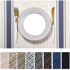 Placemats Set of4 Vinyl/Plastic Woven Place Mats for Kitchen Table Indoor/Ou...