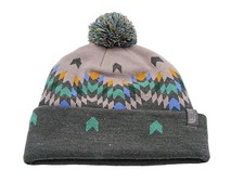 The North Face Unisex Adults Gray And Pastel Geo Print Ski Tuke V Beanie Hat OS