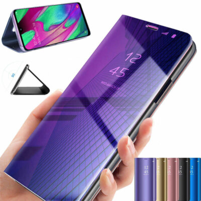 Clear View Case für Samsung Galaxy A40 Spiegel Hülle Flip Cover Handytasche Etui
