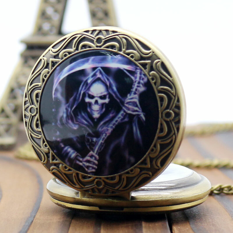 Orologio Da Tasca Al Quarzo Artigianale A Farfalla Incisa A Mano Grigio