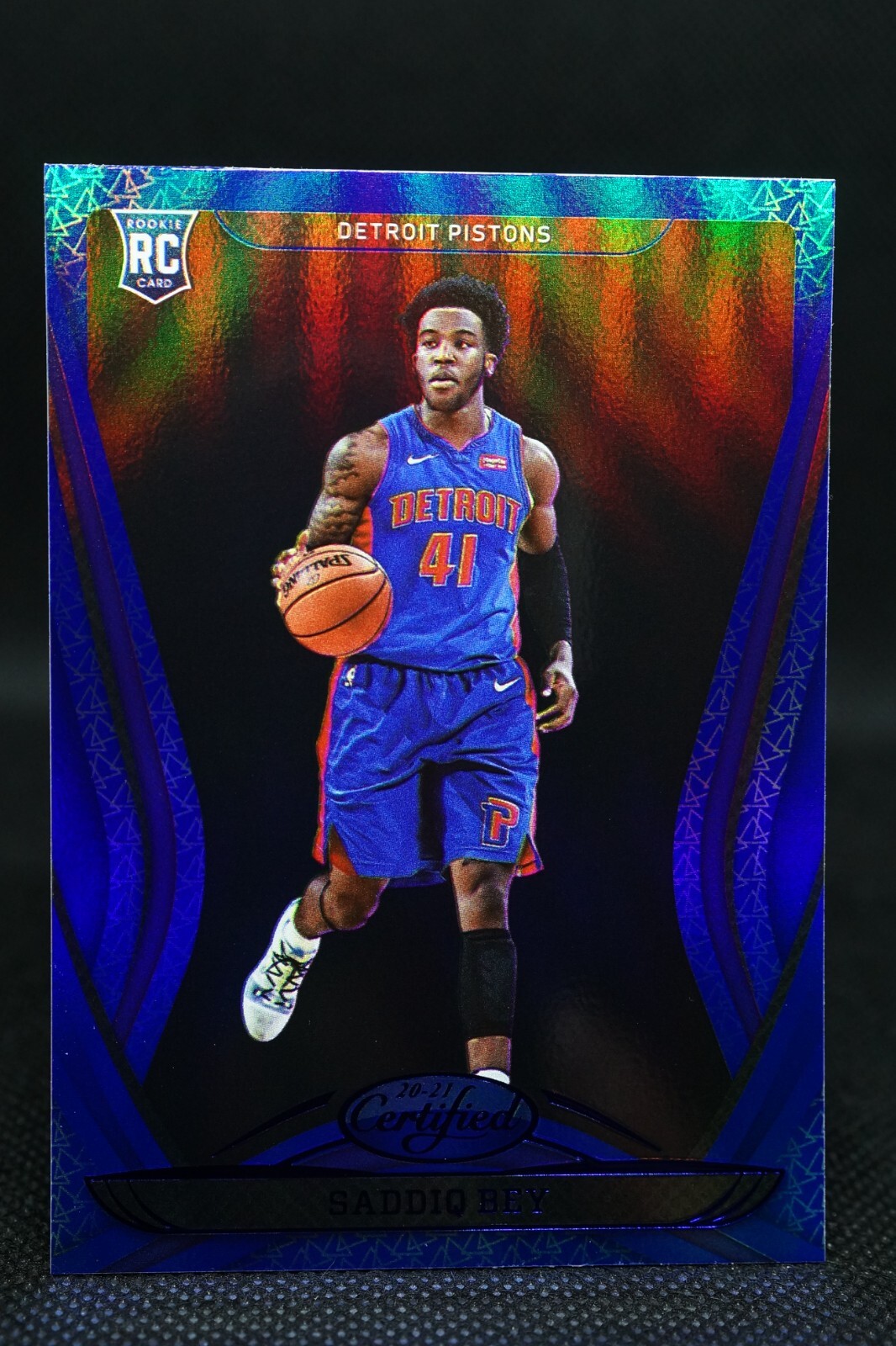 2020-21 NBA Certified Mirror Blue Saddiq Bey #182 Rookie RC COLOR MATCH Pistons