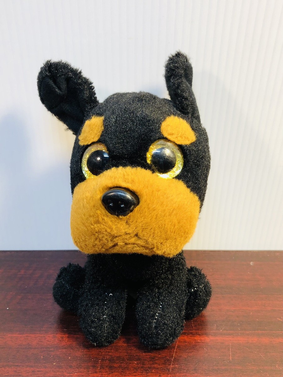 Rottweiler Dog plush Brown Black Stuffed Animal Glitter Eyes 7