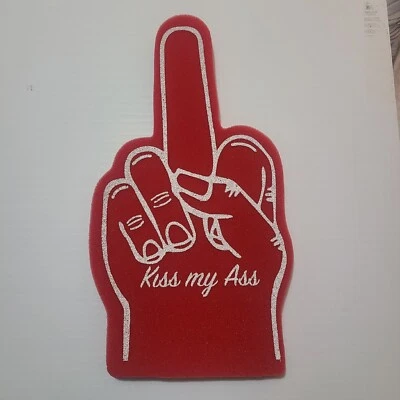 MIDDLE FINGER Foam HAND HANDWARE 18" MADE IN USA kiss my ass Red white Set