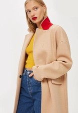 Topshop Lily Notch-lapel Woven Coat - Camel - 2us