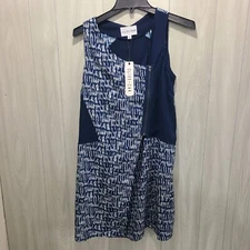 Nordstrom Olive + Oak Blue Colorblock Sleeveless Zip Mini Sheath Dress Size S 